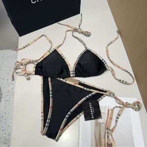 Burberry Black Bikini with Iconic Check Trim